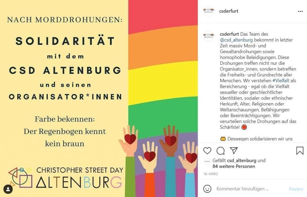 Solidaritätsbekundungen werden insbesondere auf Instagram geteilt.