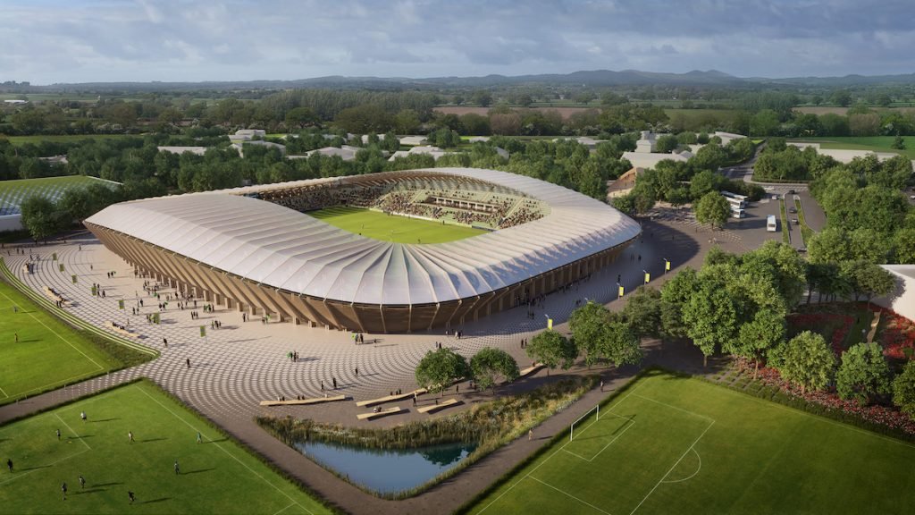 Forest Green Rovers Eco Park c Zaha Hadid Architects render by negativcom