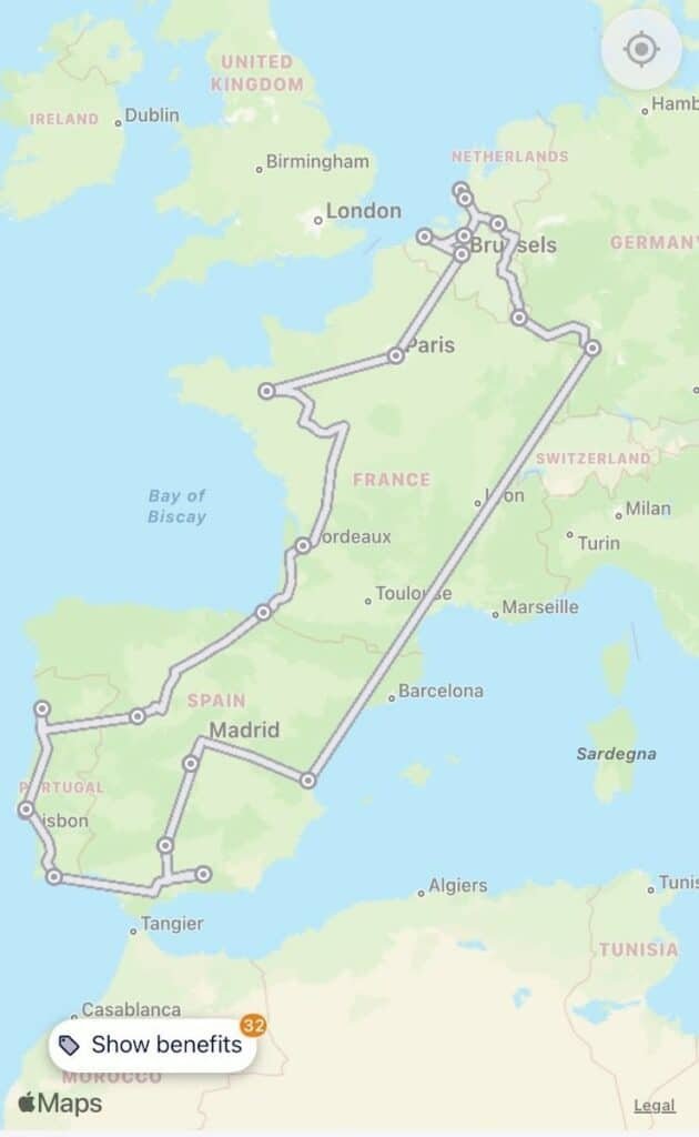 Die ganze Interrail Reise auf einen Blick 