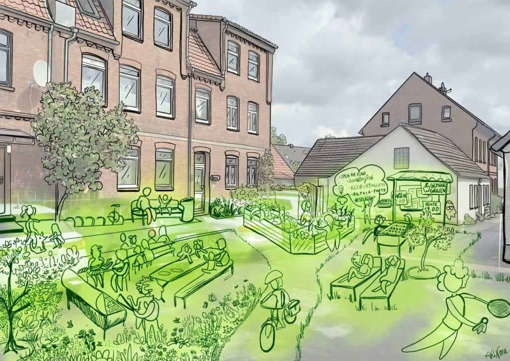 So könnte der Parkplatz mal aussehen: Sitzgelegenheiten, Grillplätze und ganz viel grün.
